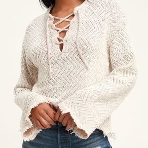 Palms for Daze Beige Lace-Up Knit Sweater - Billabong x Sincerely Jules. ☀️🌺💖✨